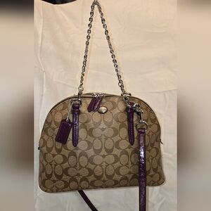 Coach Peyton Tan and Purple Signature Dome Bag